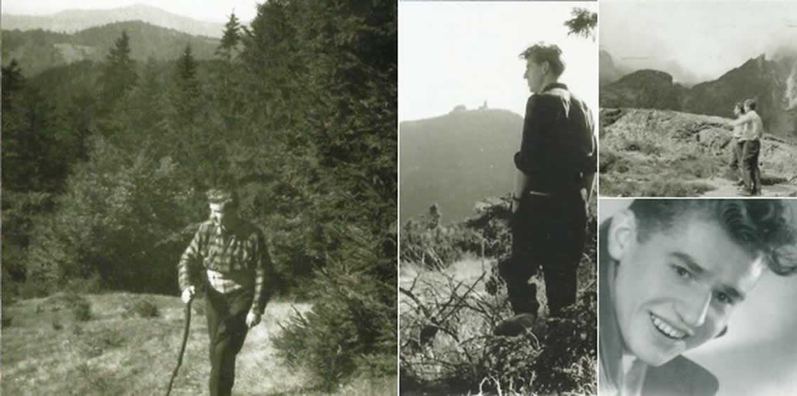 Above George Brybycin as a young man hiking in the wilderness
