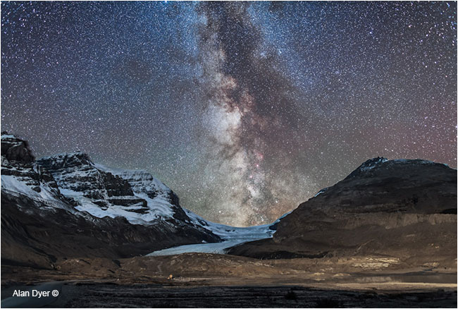 Milky Way over Athabasca Glacier in Jasper National Park, AB by Alan Dyer ©