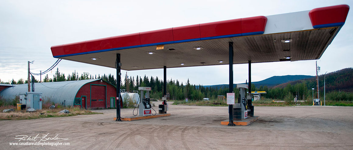Automated gas pump is located at the entrance to the Dempster highway