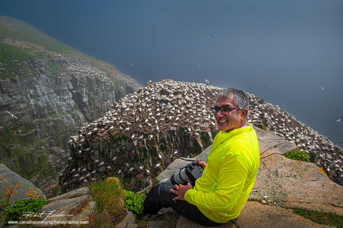 Kamal Varma's favourite seat photographing Gannets at Cape-St. Mary's by Robert Berdan ©