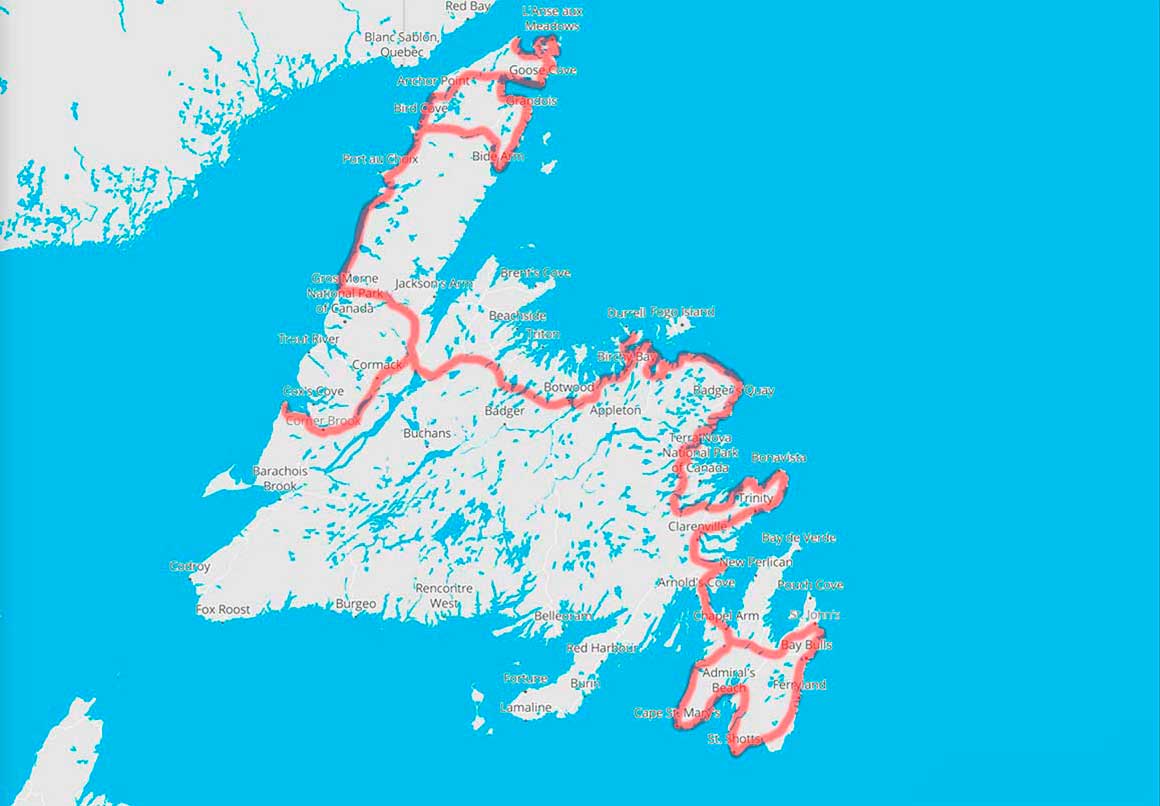 Newfoundland driving route during our 10 day journey between June 1 to June 10, 2024  Robert Berdan