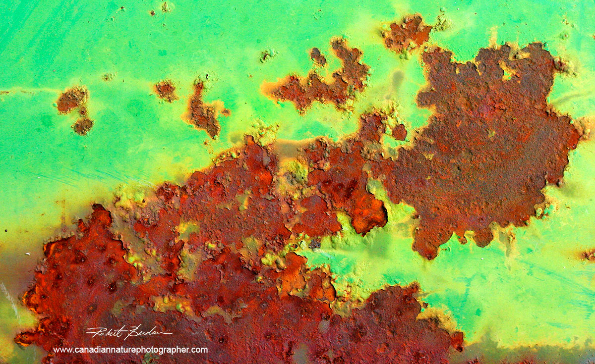 Green paint and rust abstract by Robert Berdan ©