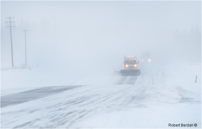Snow plows on highway 63 in winter by Robert Berdan ©