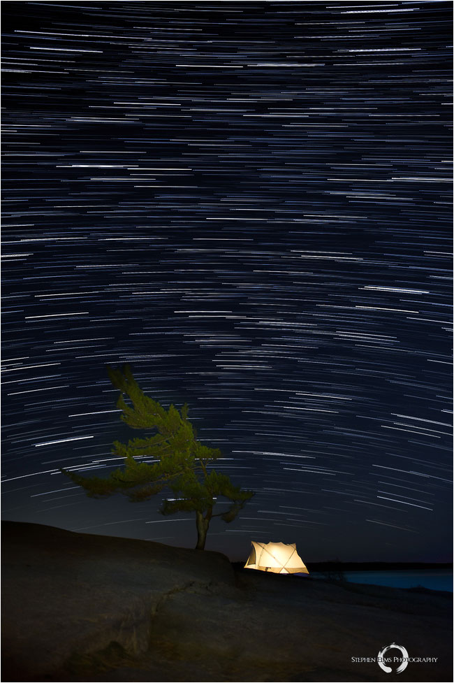 Star trails and tent by Stephen Elms ©