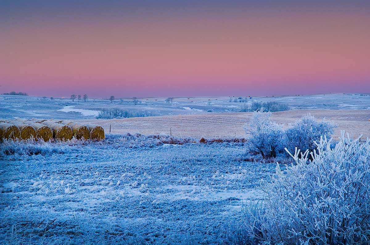 Lochend Road north of Calgary on cold winter morning by Robert Berdan ©