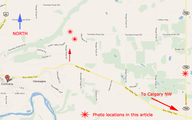 Map of shooting locations near Cochrane AB 