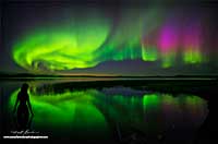 Aurora Borealis over Prelude lake outside Yellowknife, NT by Robert Berdan