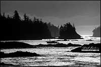 Black and white photo of boat returning to Uclulet harbour, Vancouver Island by Robert Berdan 