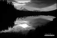Black and white photo of spillway lakes in Kananaskis provincial park, Alberta by Robert Berdan
