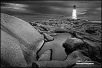 Peggy's Cove Light House in Black and white Nova Scotia by Robert Berdan