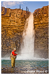 Fly Fisherman in front of Waterfall by Frank Wood ©