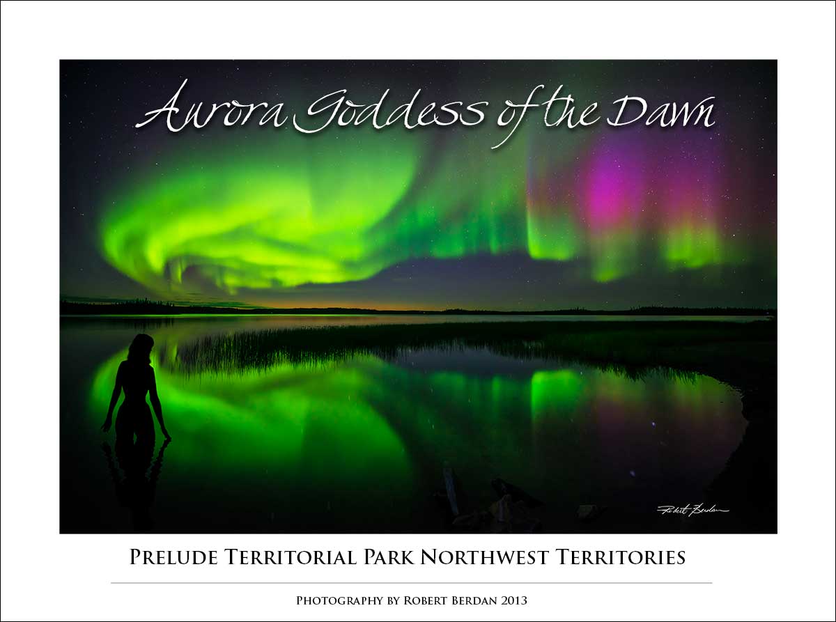 Aurora Borealis at Prelude lake - poster by Robert Berdan