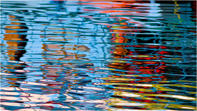Colours reflected in water - abstract by Robert Berdan ©