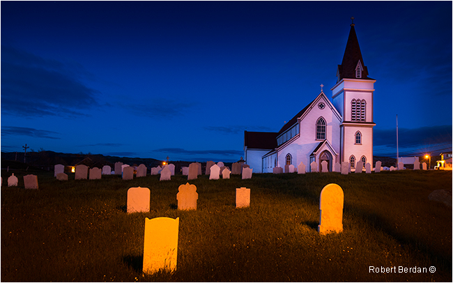 Church and cemetary in Fogo at night by Robert Berdan ©