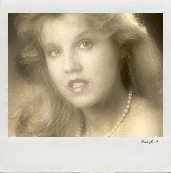 Portrait of Donna Berdan - simulated Polaroid and hand tinting by Robert Berdan 