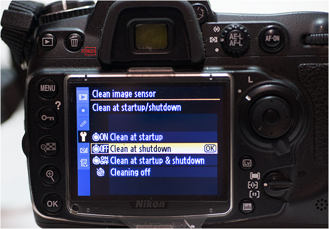 Clean at shutdown menu on Nikon camera by Robert Berdan ©