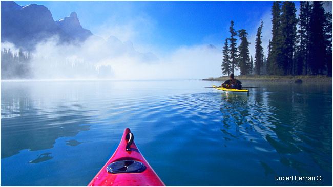 Kayaking on Maligne Lake Jasper National Park by Robert Berdan ©