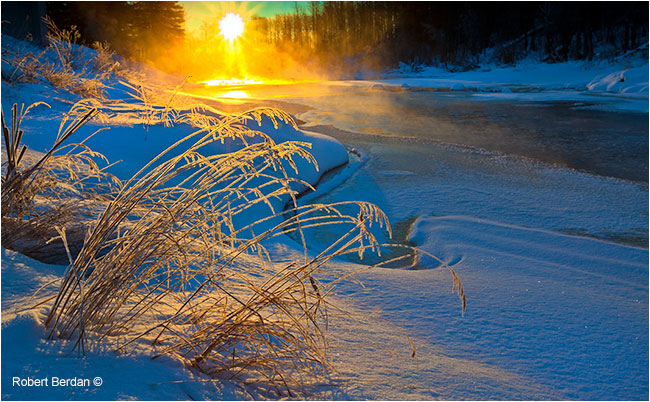 Sunrise in winter along river by Robert Berdan ©